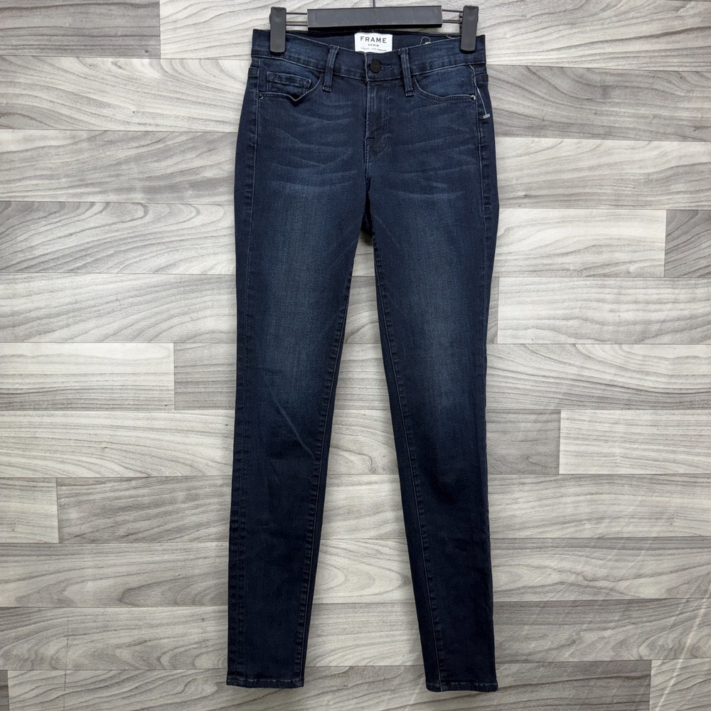 Frame Le Skinny de Jeanne Jeans Womens 25 Blue Denim Mid-Rise Dark Wash 5-Pocket